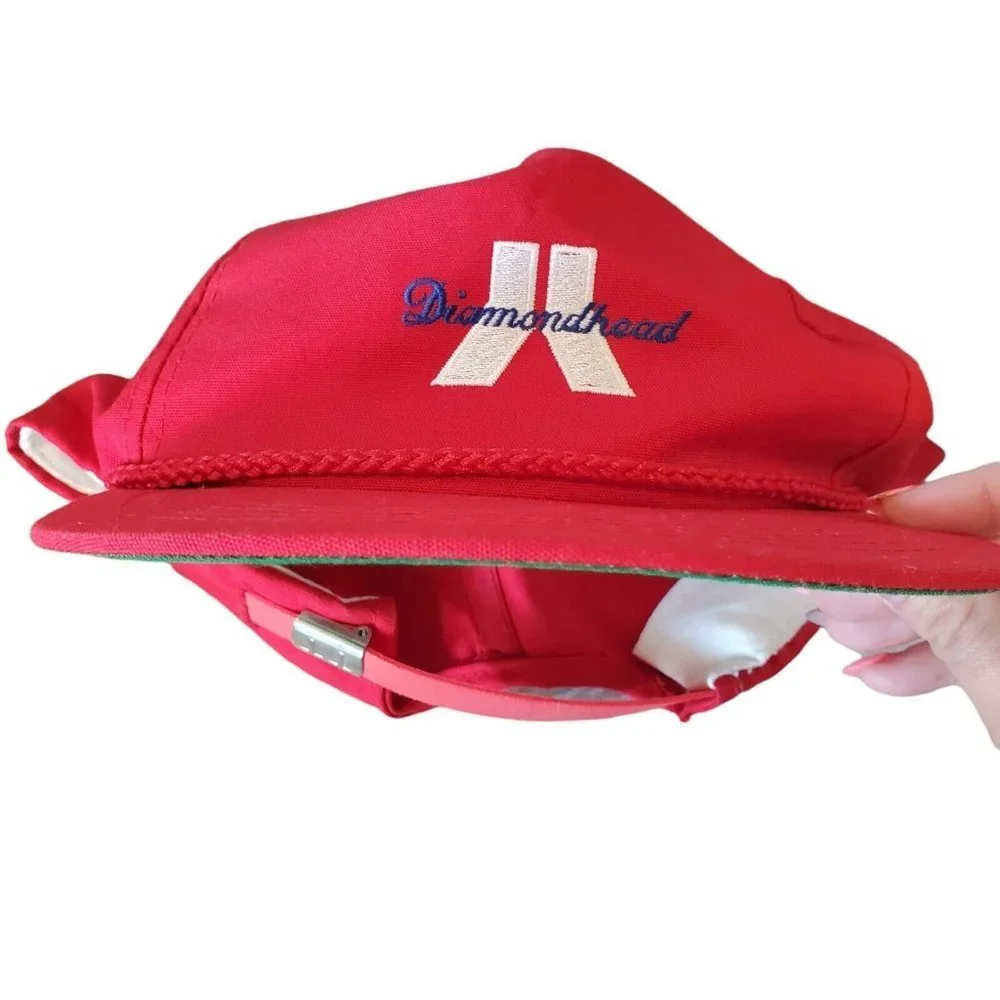 Vintage Hawaii Diamond Head‎ Volcano Red Rope Hat Baseball Cap Adjustable